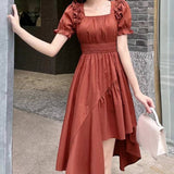 Large-Size Mm French Thin Fashion Temperament Irregularly Designed To Close The Summer Bubble Dress Skirt