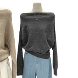 2026 Early Spring Design Sense Niche Word Collar Loose Knitted Shirt Women Early Autumn Lazy Little Fragrant Blouse