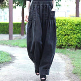 Fat Mom 2025 Spring And Autumn Ladies Jeans Harlan Trousers Broad Leg Trousers Loose Thin Large Size Radishes Casual Pants