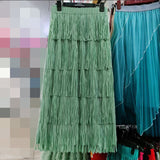 Heavy Industry Five-Layer Stracew Cake Skirt Set Thin Tight Waist Design Straight Half-Body Skirt Long Skirt