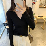 Wool Knitted Bottom Shirt Women's Autumn And Winter 2025 New White Inside High-End Feel Super Beautiful Beautiful Beautiful Beautiful Shirt