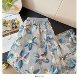 2025 New French Heavy-Bry Light Slative Three-Dimensional Flower Mesh Dress Women High-Waist A Word Loose Umbrella Skirt