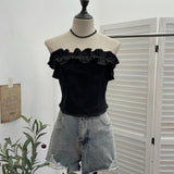 No Shoulder Strap Lotus Side Of The Shoulder Cowboy Tector Tset Bosom Tie Short Wearing Sling Vest 2713
