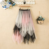 2025 New High-Rise Thin Multi-Layer Irregular Mesh Splicing Cake Skirt In The Long Half Skirt Women's Skirt