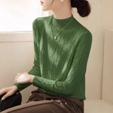 High-Grade Gray Half-High Collar Wool Texture Inside The Knitted Bottoming Shirt Women's Autumn And Winter High-End Super-Good-Looking Sweater