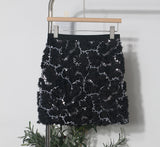 Three-Dimensional Flower Mesh Squins Tight Waist Half-Dress Women's Summer New A-B-Pack Hip Short Skirt 9103