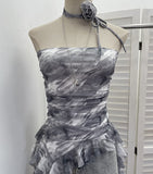 Real Shot Dizzling Mesh With Non-Slip Strip Irregular Lotus Leaf Side Belt Hem Elastic To Apply Chest Vest Woman 8177