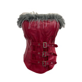 Real Shooting Retro Pu Skin Spliced Hair Bra Bra Strap Chest Punk Hottie Skin Buckle Waist Short Top 2781