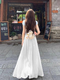 Purple Yarn Yarn Skirt Half Dress Girl Summer High Waist Big Folding A Word Dress Pendant Long Skirt