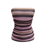 Real Shot Color Striped Mesh Tans Tector-Coat With Chest Pad Anti-Slip Strip Folds Repair Short Sleeveless Top 8185