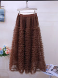 Real Shooting Autumn And Winter New 2025 Korean Original Heavy Industry Thousand Layer Wooden Ear Cake Skirt Beautiful Long Pony Dress