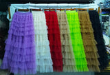 New Women's High-End Sense Summer Temperament British Net Yarn Cake Skirt Punt Skirt Solid Color A Word Half-Body Skirt