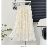 French Wave Roll Folding Fall Flowing High-Waist Thin Net Yarn Half-Dress Woman Summer Vacation Fairy Beach Dress