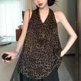Leopard Hanging Neck Sling Vest Woman Wearing Summer Thai Hottie V Collar Tsets Giant Good-Looking Shirt