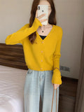 Korean Knitted Cardigan Women's Autumn And Winter New Body-Repair Niche Design With A Short Bottom Long-Sleeved Top Coat