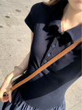French Black Splicing Polo Dress Women's Summer 2026 New Age Reduction Beautiful Throb Showing Skinny Dress