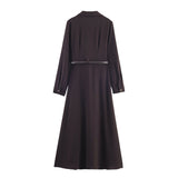 Autumn 2025 New Women's Fashion Casual Loose Belt Shirt Dress 5029204