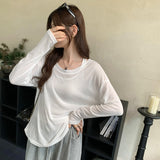 2026 Early Spring Lazy Sleeveless Sleeveless Vest Long-Sleeved T-Shirt Two Sets Of Women's Summer New Sunscreen