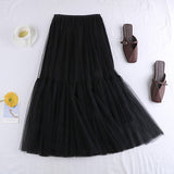 Net Dress 2025 Autumn And Winter New Net Color Bottom Skirt Small Fresh Long Skirt Small Fairy Dress