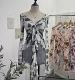 Irregular Kinking Of The Net Yarn Irregularly Kinked Lotus Lobe Slings Shoulder Horn Sleeve T-Shirt Short Top 2618