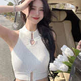 Sweet Babes Hollow Knitted Slings Small Vest Women's Summer Sleeveless Sexy Pure Desire Inside The Coat Wear