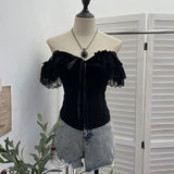Lace Lace Lace Butterfly End Waist Hook Buckle Waist-Button Waist-Coat With Chest Cushion-Carbed Shoulder Coat 6317