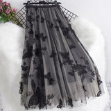 Three-Dimensional Butterfly Net Dress 2025 New Large Swing A Word Umbrella Skirt In The Long Skirt Women's Autumn And Winter Live Explosion