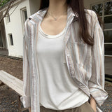 Simplicity Ins Shoulder White Short-Sleeved T-Shirt Girl 2025 Spring And Summer New Design Lazy Loose Pocket Top