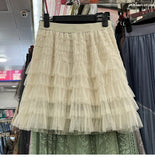 Layers Of Mesh Dress Women 2025 Summer New Tight Waist High Waist Thin Cake Skirt A Word Fluffy Skirt
