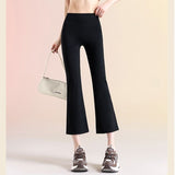 Eight-Point Shark Trousers Women's Small Summer New Wearing Thin High-Waisted Hip Yoga Seven-Point Flared Trousers