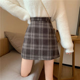 Hairy Lattice Skirt Women's Dress 2025 Spring And Autumn Winter New High-Waist Retro A-Character Skirt With A Short Skirt