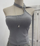 Real Shot With Chest Cushion Lattice Irregular Hanging Neck Sling Vest Female Boaaaaaaaaaaaaaaaaaaaaaaaaaaaaaaaaaaaaaaaaaa
