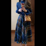Hepburn Retro Suit Female Autumn And Winter Temperament Small Fragrant Goddess Fan Senior Sweater Half-Body Skirt Two Sets