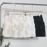 Three-Dimensional Flower Composite Lewd Skinny Dress Hip Skirt Women Summer Anti-Light High-Rise Thin A Short Skirt 9999