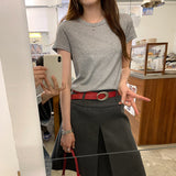 Korean Beauty Shoulder Collar Short-Sleeved T-Shirt Women 2025 Summer New High-End Niche Do Not Hit The Top