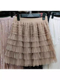 Layers Of Mesh Dress Women 2025 Summer New Tight Waist High Waist Thin Cake Skirt A Word Fluffy Skirt
