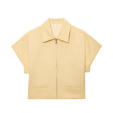 Spring 2025 New Women's Collar Short-Sleeved Short Coat Straight Trousers 8491053 8491054