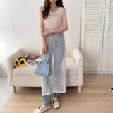 Real Shooting Of South Korea's Dongdaemun New Hollow Knitted Vest Dress Women's Summer Seaside Holiday Hooded Skirt Dress