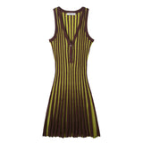 Spring/Summer 2025 New Women's Fashion Sexy Hottie Striped Knitted Dress 8779155