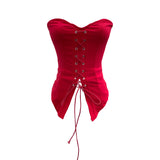 Spice Girls With Anti-Slip Strip Tie With Bow Tector-Meared Waist-Coated Short-Sleeved Top 8150
