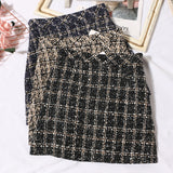 Small Scented Coarse Flowers, Lattice Half-Dress Woman 2025 Autumn And Winter New High-Waisted Thin Ass A-Word Skirt 8920