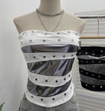 Punk Y2k Spice Girls Festival Wears Spliced Brats With Bra Vest Short Sleeveless Top 1338