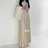 The Long Dress Dress Of The Bowed Dress Woman 2025 Early Spring New High-Waisted Pendant Big Swing Dress Spring And Autumn Color Skirt