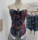 Real-Patting Hottie With Chest Pads With Bra Lace Spliced Slings Slings Women Wearing Short Tops
