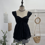 Holiday Wind Sling Vest Bow Folded Burst Embroidered Doll Shirt To Take Sleeveless Top 9561