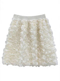 Korean Temperament White High-Waisted Three-Dimensional Rose Decorated With Feminine Short Skirt Sweet Age-Retraction A-Word Ass-Buffed Short Skirt