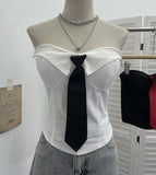 Real Shot Ins Street Pat Hottie With Chest Pad Wrapped Chest Tie With Short Corset Sleeveless Top 6167