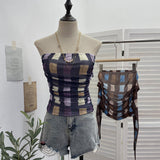 Real Shooting Holiday Storm Spot Bump Color Mesh Strapped Braped Vest Female Summer Dew Back Hottie Top 8085