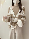 Fake Two Hanging Necks Long-Sleeved Sweater Women 2025 New Autumn And Winter Ocean Loose Thin Chic Top