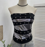 Punk Y2k Spice Girls Festival Wears Spliced Brats With Bra Vest Short Sleeveless Top 1338